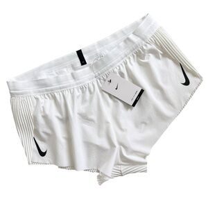 New NIKE AeroSwift Women's Running Shorts Pleated Back White Sz XL